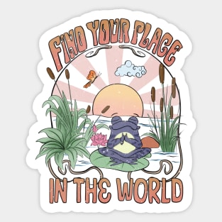 "Find Your Place in the World" Yogi Frog Sticker